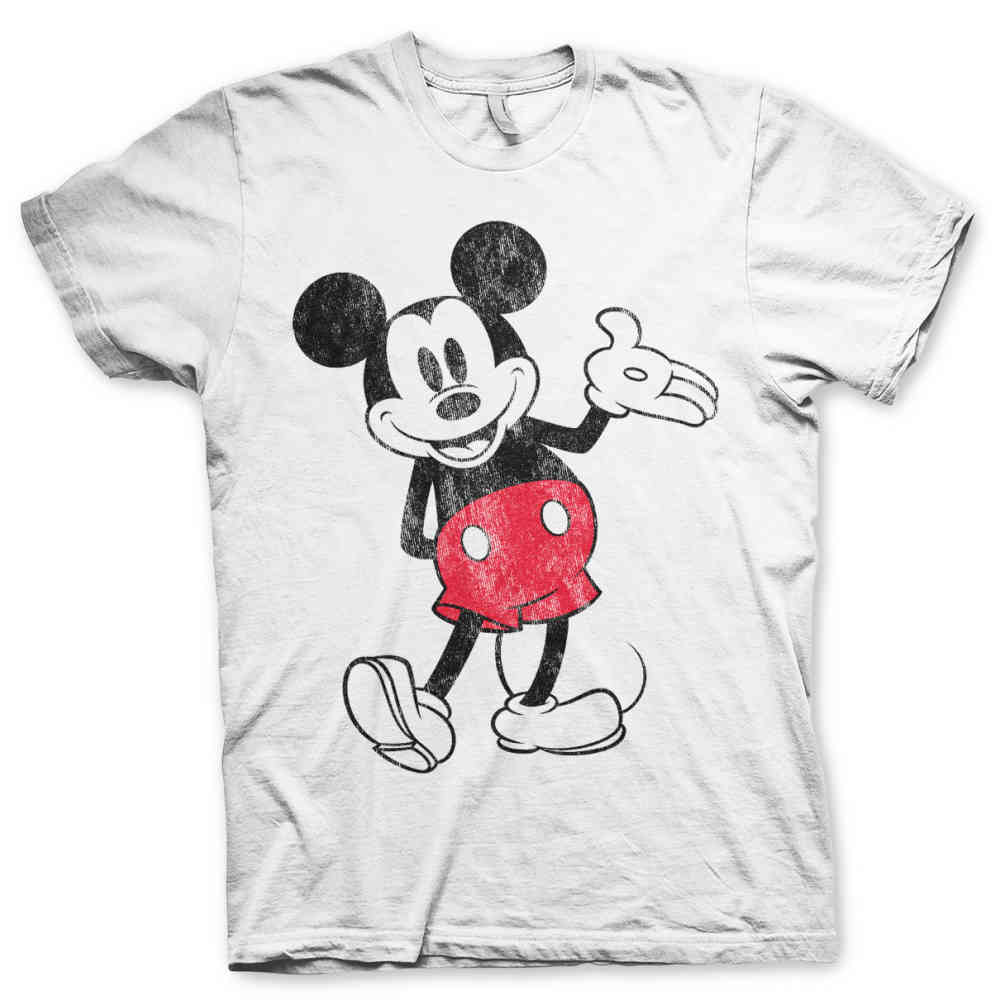 Disney Disney Mickey Mouse Heren Tshirt Distressed Wit Disney Disney Mickey Mouse Heren Tshirt Distressed Grijs